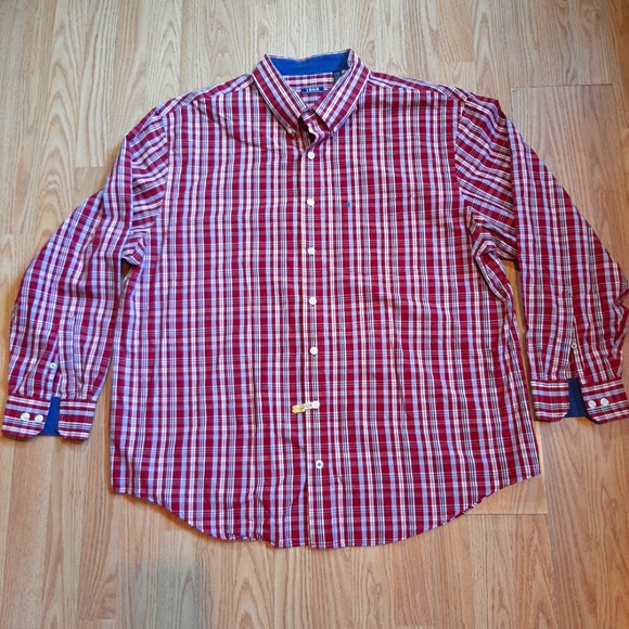 Izod Other - Izod Big Men's Red & White Plaid Long Sleeve Button Shirt